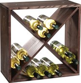 Houten wijnflessen rek/wijnrek vierkant voor 24 flessen 25 x 50 x 50 cm - Woonaccessoires/decoratie - Wijnflesrekken/wijnflessenrekken/wijnrekken - Rek/houder voor wijnflessen