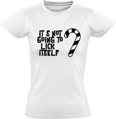 It's Not Going To Lick Itself Dames t-shirt | Lick | snoep | kerst | christmas | xmas | Wit