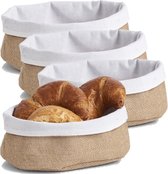 4x Jute brood serveer mandjes 22 x 15 cm - Zeller - Keukenbenodigdheden - Tafel dekken - Ontbijten/Brunchen/Lunchen - Broodjes/bolletjes serveren - Broodmanden