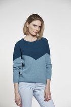 Loop.a life Duurzame Trui Chevron Sweater Dames - Petrol Turkoois - Maat L