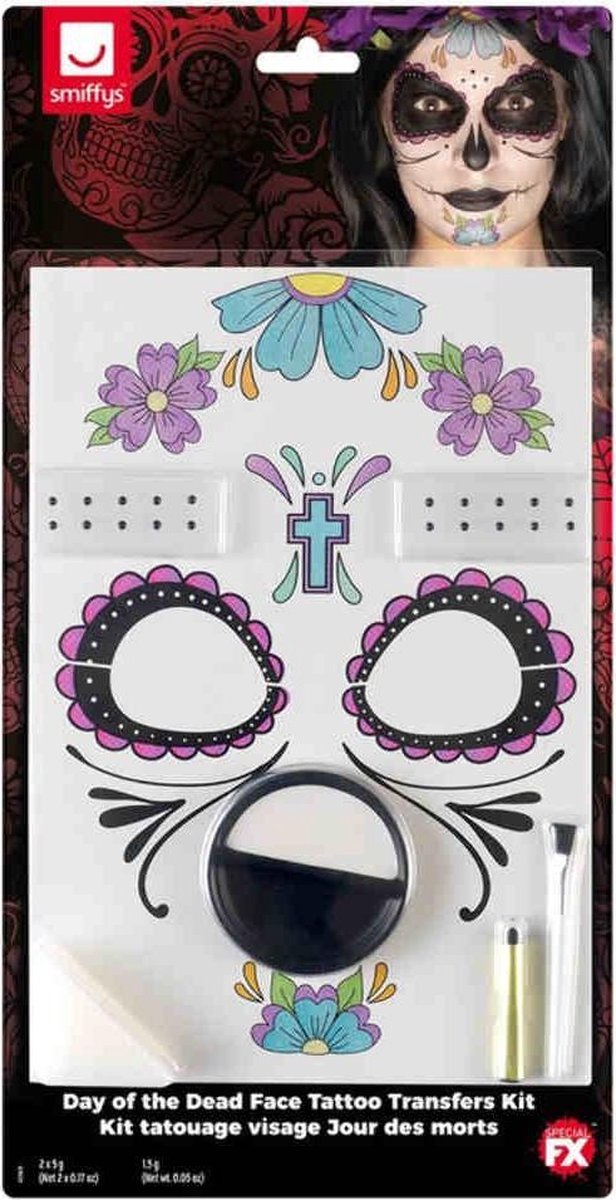 Smiffys - Day Of The Dead Kostuum Make-up Kit - Multicolours