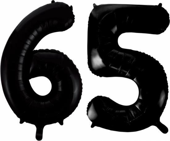 Folieballon 65 jaar zwart 41cm