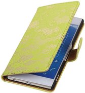 Wicked Narwal | Lace bookstyle / book case/ wallet case Hoes voor sony Xperia Z4 Z3+ Groen