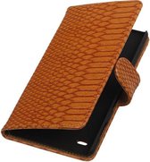 Wicked Narwal | Snake bookstyle / book case/ wallet case Hoes voor sony Xperia C4 Bruin
