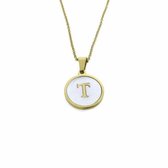 Initiaal Ketting Letter- Wit-schelp - Goudkleurig-45cm