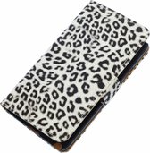 Wicked Narwal | Panter print  bookstyle / book case/ wallet case Hoes voor HTC One M8 Wit