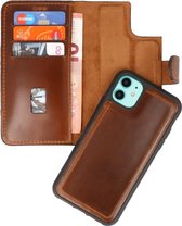 Wicked Narwal | MF Handmade 2 in 1 Leer Booktype Hoesje voor iPhone 11 Bruin