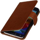 Wicked Narwal | Echt leder bookstyle / book case/ wallet case Hoes voor HTC Desire 616 Bruin