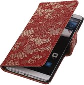 Wicked Narwal | Lace bookstyle / book case/ wallet case Hoes voor Huawei Mate S Rood
