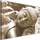 Schilderij Slapende boeddha, 2 maten, beige, Premium print