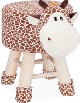 Relaxdays Kinderkruk - kinderpoef - decoratie - hocker met pootjes - dieren design - Giraf