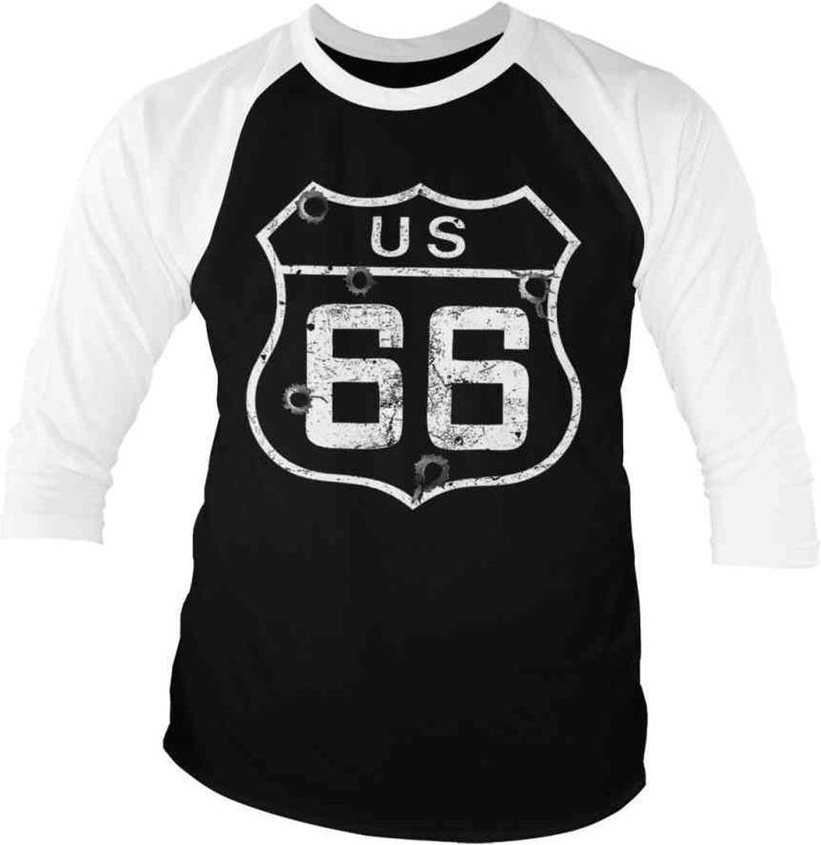 Route 66 Raglan top -M- Bullets Zwart/Wit
