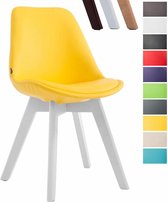 Clp Manado Eetkamerstoel - Kunstleer - Geel - Kleur onderstel : wit