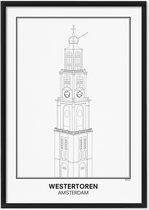 SKAVIK Westertoren - Amsterdam Poster 50 x 70 cm | zonder lijst