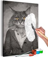 Doe-het-zelf op canvas schilderen - Elegante Kat 40x60 ,  Europese kwaliteit, cadeau idee
