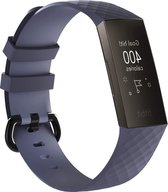 Siliconen Smartwatch bandje - Geschikt voor  Fitbit Charge 3 silicone band - grijsblauw - Maat: S - Horlogeband / Polsband / Armband
