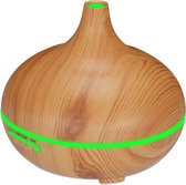 relaxdays Ultrasone luchtbevochtiger - geurolie diffusor - 300 ml - hout design LED - stil Naturel