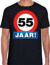 Stopbord 55 jaar verjaardag t-shirt - zwart - heren - 55e verjaardag - Happy Birthday shirts / kleding M