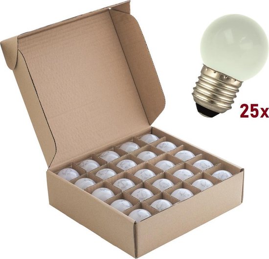 Doos 25 stuks Bailey LED Kogellamp E27 1W 50lm 2800K Kunststof Niet dimbaar P45