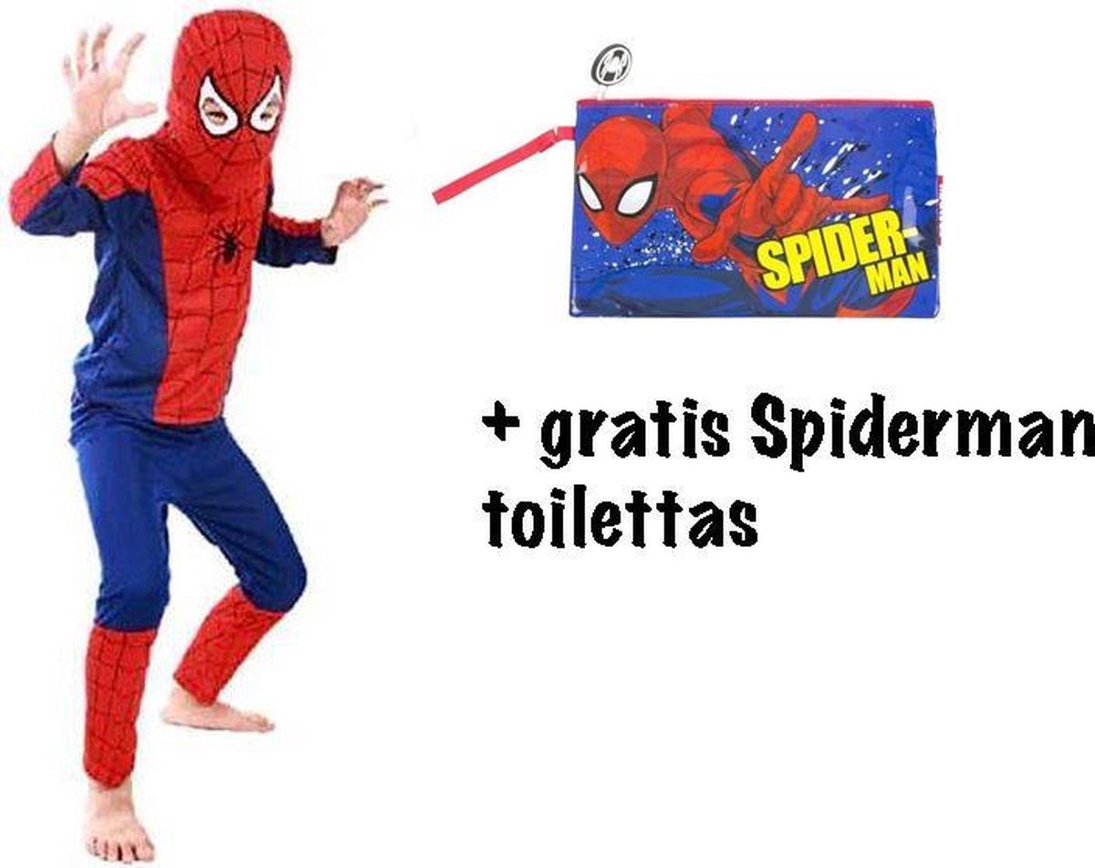 bol.com | Spiderman Verkleedpak Rood - maat 98/116 - Verkleedkleren Jongen  / meisje + Gratis...