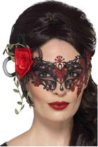 SMIFFYS - Zwart en rood Día de los Muertos masker - Maskers > Masquerade masker