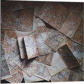 Dibond - Oude Wereldkaarten Verzameling - 80x80cm Foto op Aluminium (Wanddecoratie van metaal)