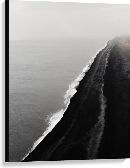 strelen genoeg zoeken Canvas - Zee met Zwart Strand - 75x100cm Foto op Canvas Schilderij  (Wanddecoratie op... | bol.com
