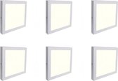 LED Downlight 6 Pack - Opbouw Vierkant 18W - Natuurlijk Wit 4200K - Mat Wit Aluminium - 225mm - BSE