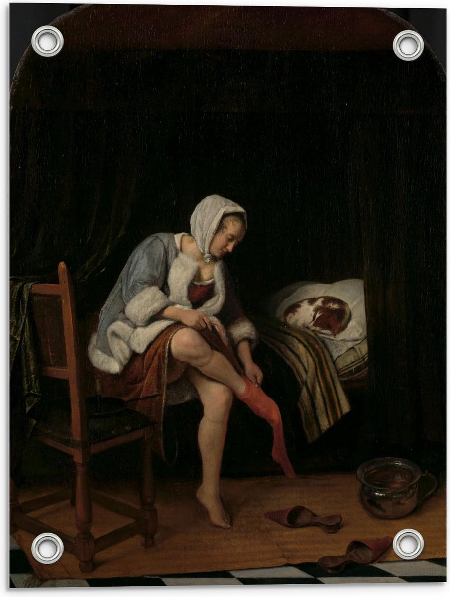 Tuinposter – Oude meesters - Het toilet, Jan Havicksz. Steen, 1655 - 1660 - 30x40cm Foto o