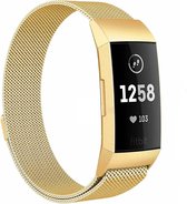 Milanees Smartwatch bandje - Geschikt voor  Fitbit Charge 4 Milanese band - goud - Maat: S - Horlogeband / Polsband / Armband