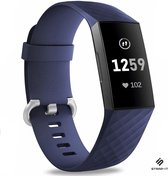 Siliconen Smartwatch bandje - Geschikt voor  Fitbit Charge 3 silicone band - donkerblauw - Maat: S - Strap-it Horlogeband / Polsband / Armband