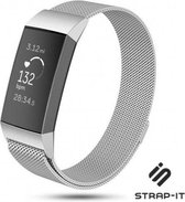 Milanees Smartwatch bandje - Geschikt voor  Fitbit Charge 3 Milanese band - zilver - Maat: L - Strap-it Horlogeband / Polsband / Armband