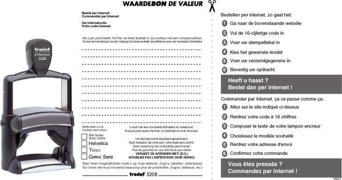 Waardebon Stempelplaatje Trodat 5208