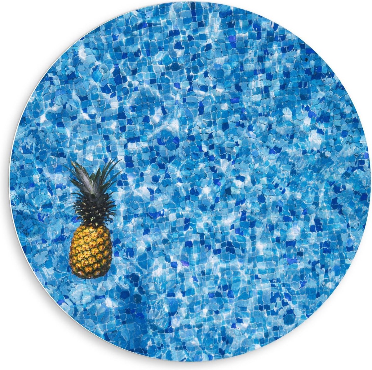 KuijsFotoprint - Schilderij - Verdwaalde Ananas In Het Water - Groen, Blauw En Oranje - 80 X 80 Cm