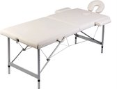 Inklapbare massagetafel 2 zones met aluminium frame (creme)