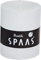 SPAAS - Rustieke geurloze Cilinderkaars hoogte 8cm, ± 30 uur - Wit - Cilinderkaars