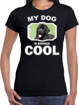 Newfoundlander  honden t-shirt my dog is serious cool zwart - dames - Newfoundlanders liefhebber cadeau shirt XS