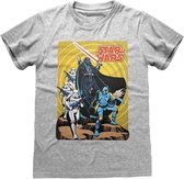 Star Wars Heren Tshirt -M- Vader Retro Poster Grijs