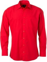 James and Nicholson Heren Longsleeve Poplin Shirt (Tomatenrood)