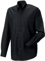 Russell Collectie Heren Lange Mouw Easy Care Oxford Shirt (Zwart)