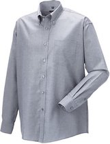 Russell Collectie Heren Lange Mouw Easy Care Oxford Shirt (Zilvergrijs)