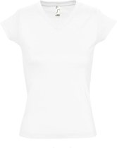T-shirt à manches courtes à col en V pour femmes/dames SOLS (Wit)