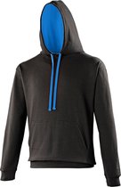 Awdis Varsity Hooded Sweatshirt / Hoodie (Straalzwart / saffierblauw)