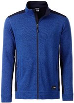 James and Nicholson Heren Gebreide Werkkleding Fleece Jacket (Royal Blue Melange/Navy)