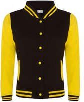 AWDis Vrouwen/dames Girlie Varsity Jacket (Jet Zwart/Zonnegeel)