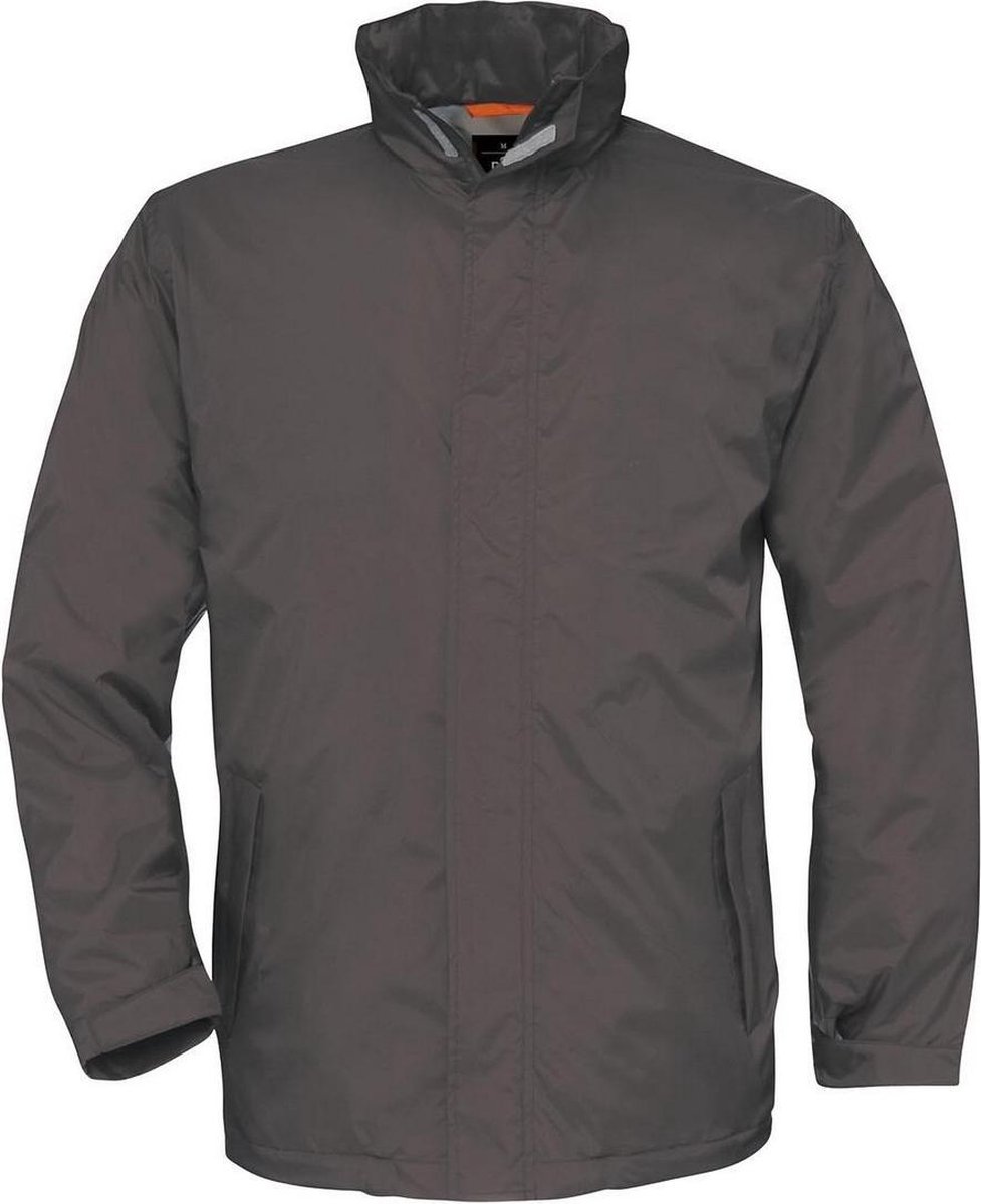 B&C Heren Ocean Shore Waterproof Hooded Fleece Lined Jacket Donkergrijs