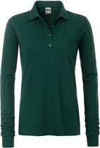 James and Nicholson Ladies / Ladies Vêtements de travail Polo de poche manches longues (vert foncé)