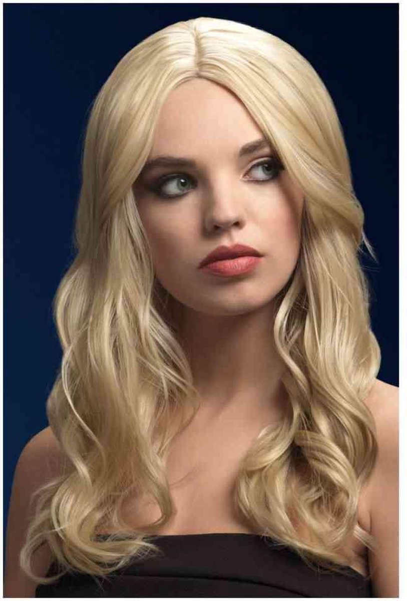Luxe blonde pruik Khloe - voor dames - lang - synthetisch - hittebestendig