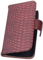 Snake Bookstyle Wallet Case Hoesjes voor HTC Desire 816 Rood