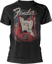 Fender Heren Tshirt -L- Distressed Guitar Jazzmaster Grijs